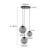 Steinmex Hanglampen|Glazen Hanglamp|Maya 3-lichts Hanglamp Getrapt Smoke
