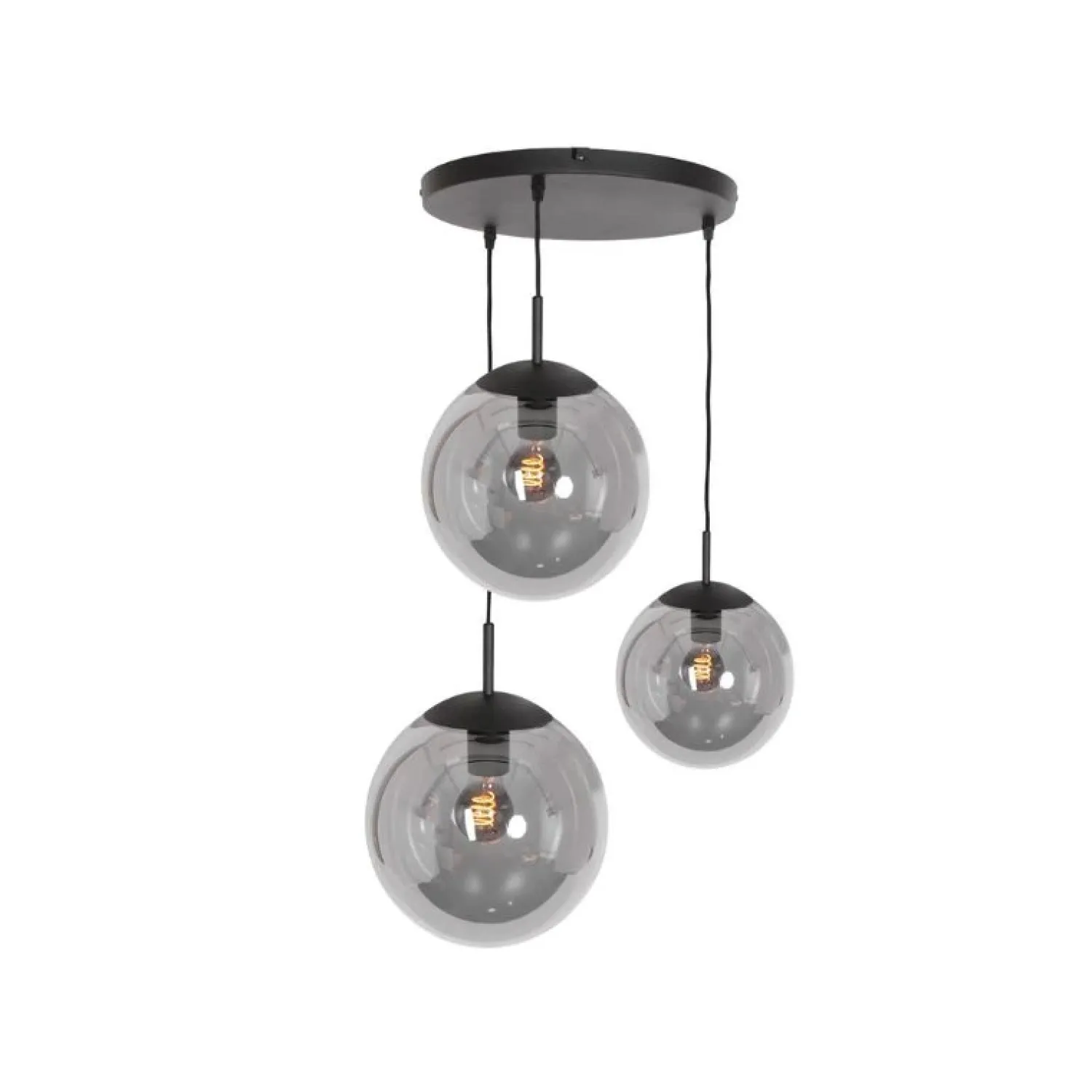 Steinmex Hanglampen|Glazen Hanglamp|Maya 3-lichts Hanglamp Getrapt Smoke
