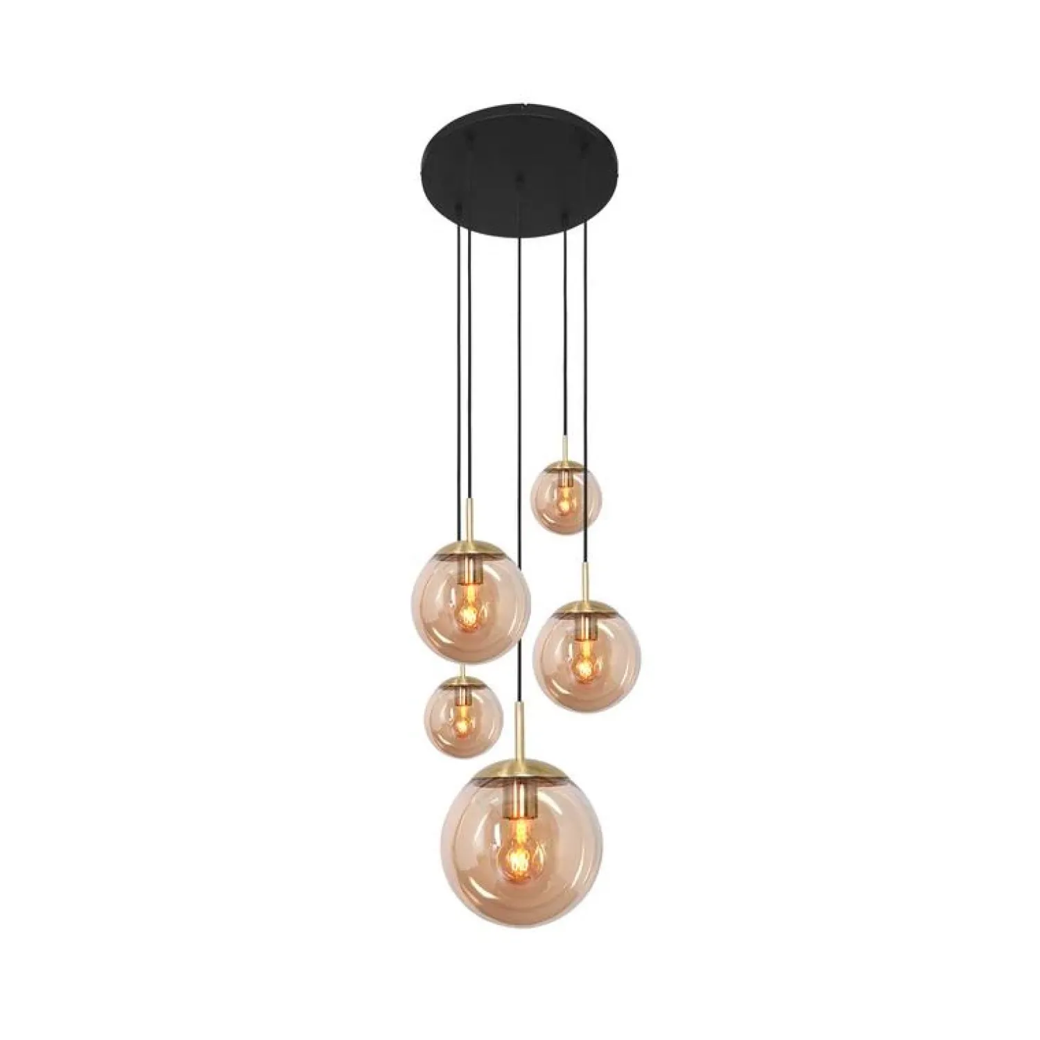 Kalfort Hanglampen|Glazen Hanglamp|Maya 5-lichts Hanglamp Getrapt Amber