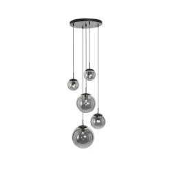 Steinmex Hanglampen|Glazen Hanglamp|Maya 5-lichts Hanglamp Getrapt Smoke