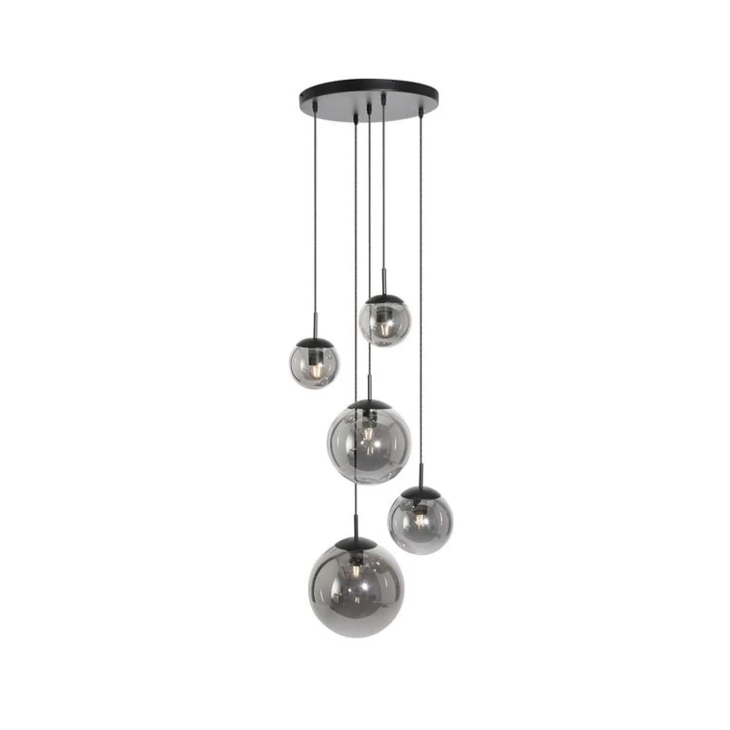 Steinmex Hanglampen|Glazen Hanglamp|Maya 5-lichts Hanglamp Getrapt Smoke