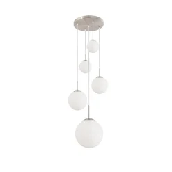 Steinmex Hanglampen|Glazen Hanglamp|Maya 5-lichts Hanglamp Getrapt Opaal wit