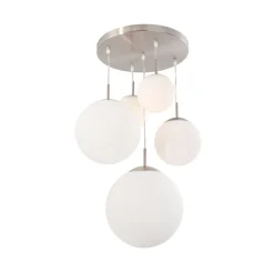 Steinmex Hanglampen|Glazen Hanglamp|Maya 5-lichts Hanglamp Getrapt Opaal wit