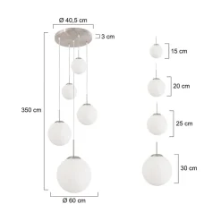 Steinmex Hanglampen|Glazen Hanglamp|Maya 5-lichts Hanglamp Getrapt Opaal wit