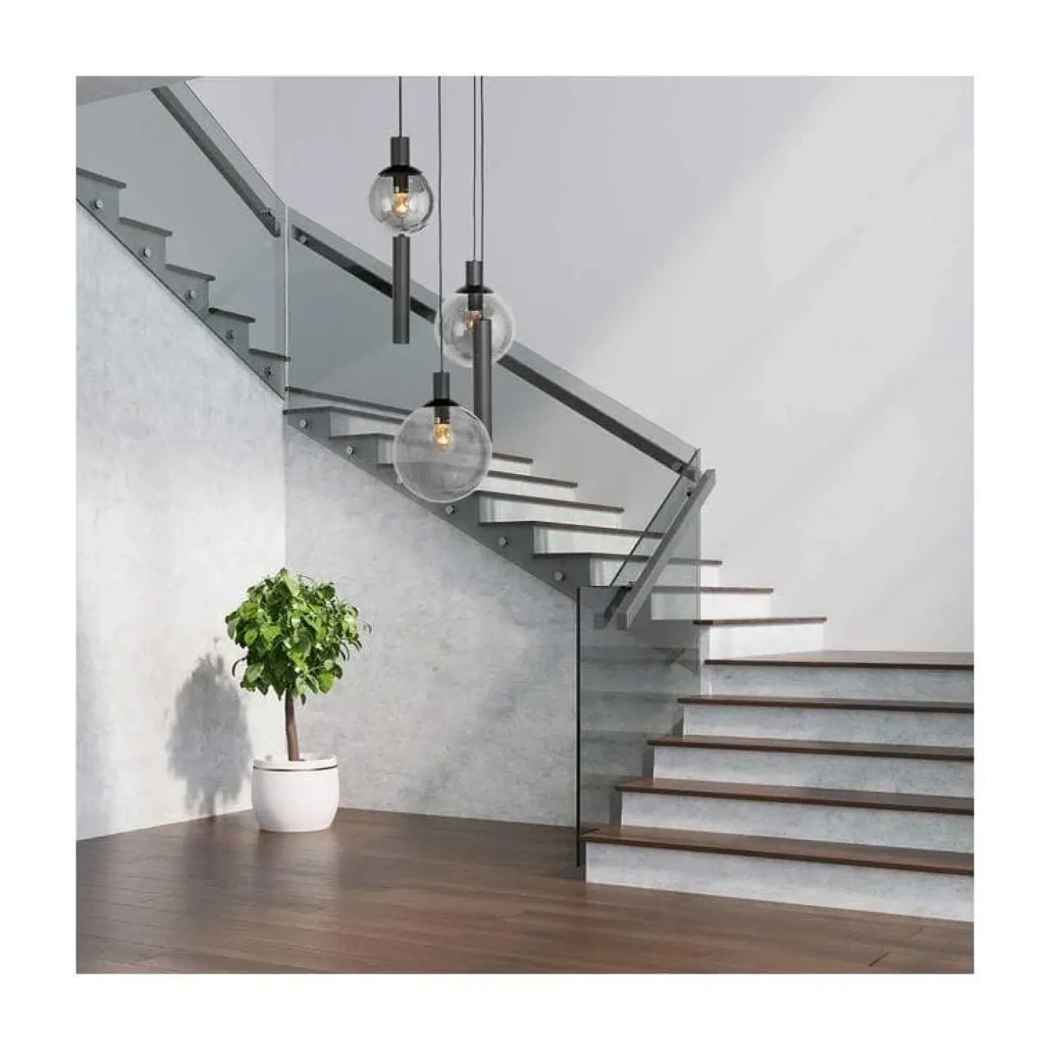 Steinmex Hanglampen|Glazen Hanglamp|Maya 3+2 lichts Hanglamp Getrapt Smoke