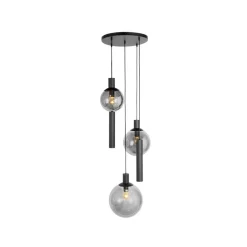 Steinmex Hanglampen|Glazen Hanglamp|Maya 3+2 lichts Hanglamp Getrapt Smoke