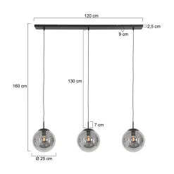 Steinmex Hanglampen|Glazen Hanglamp|Maya 3-lichts Hanglamp Smoke