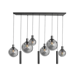 Steinmex Hanglampen|Glazen Hanglamp|Maya 6+3 lichts Hanglamp Smoke