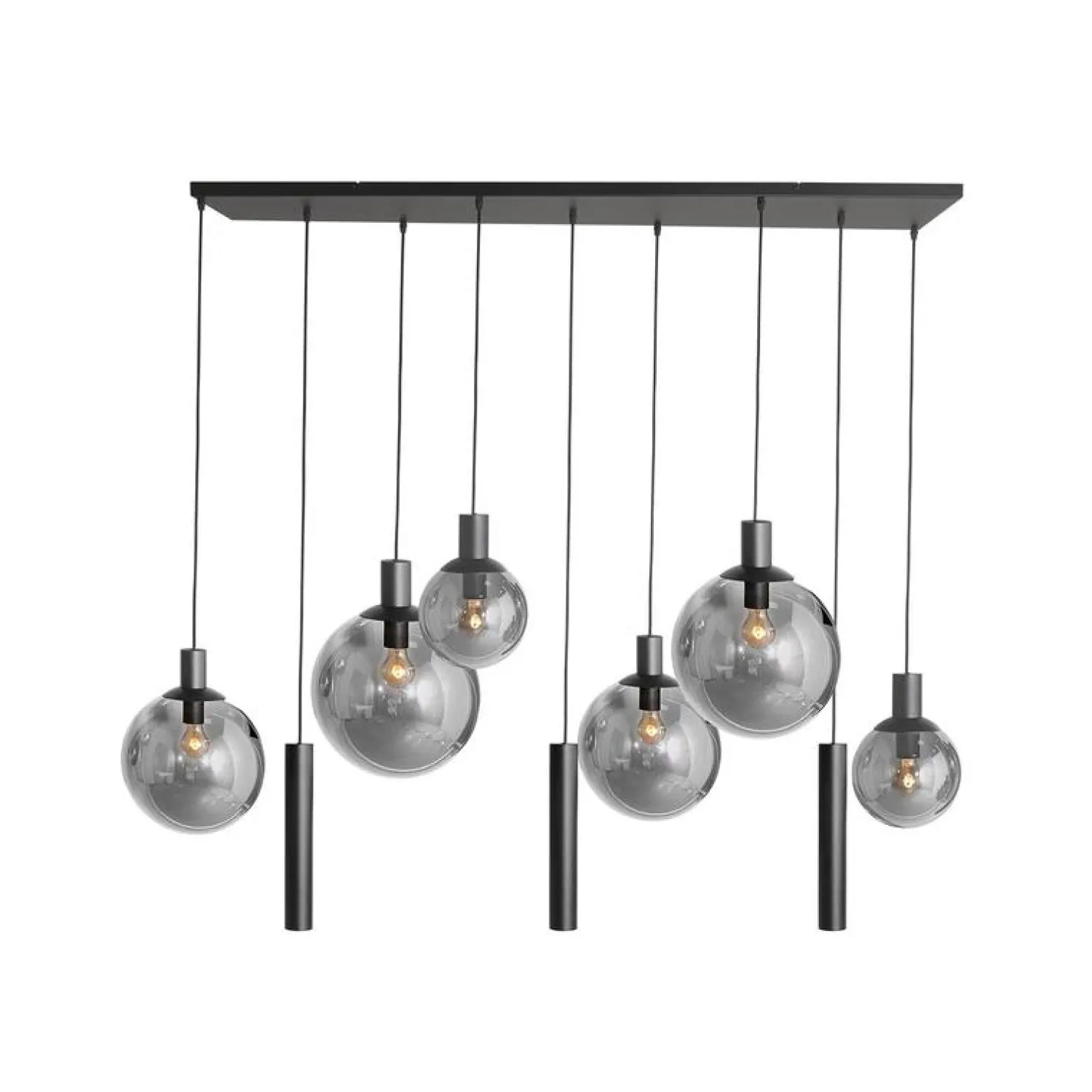 Steinmex Hanglampen|Glazen Hanglamp|Maya 6+3 lichts Hanglamp Smoke