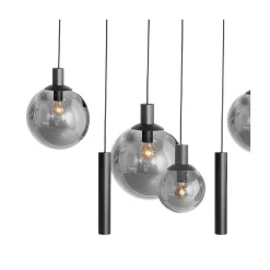Steinmex Hanglampen|Glazen Hanglamp|Maya 6+3 lichts Hanglamp Smoke