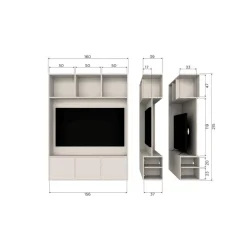 WOOOD Vakkenkasten|Industriele Kasten|Meggy Cinewall grenen dust 160 cm