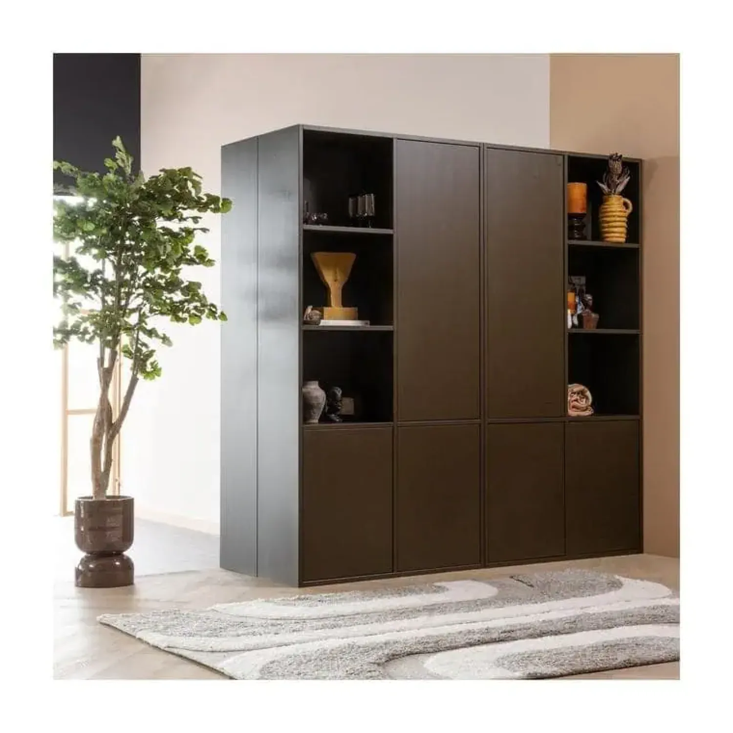 WOOOD Wandkasten|Industriele Kasten|Meggy Wandkast Links Grenen Middenbruin 108cm