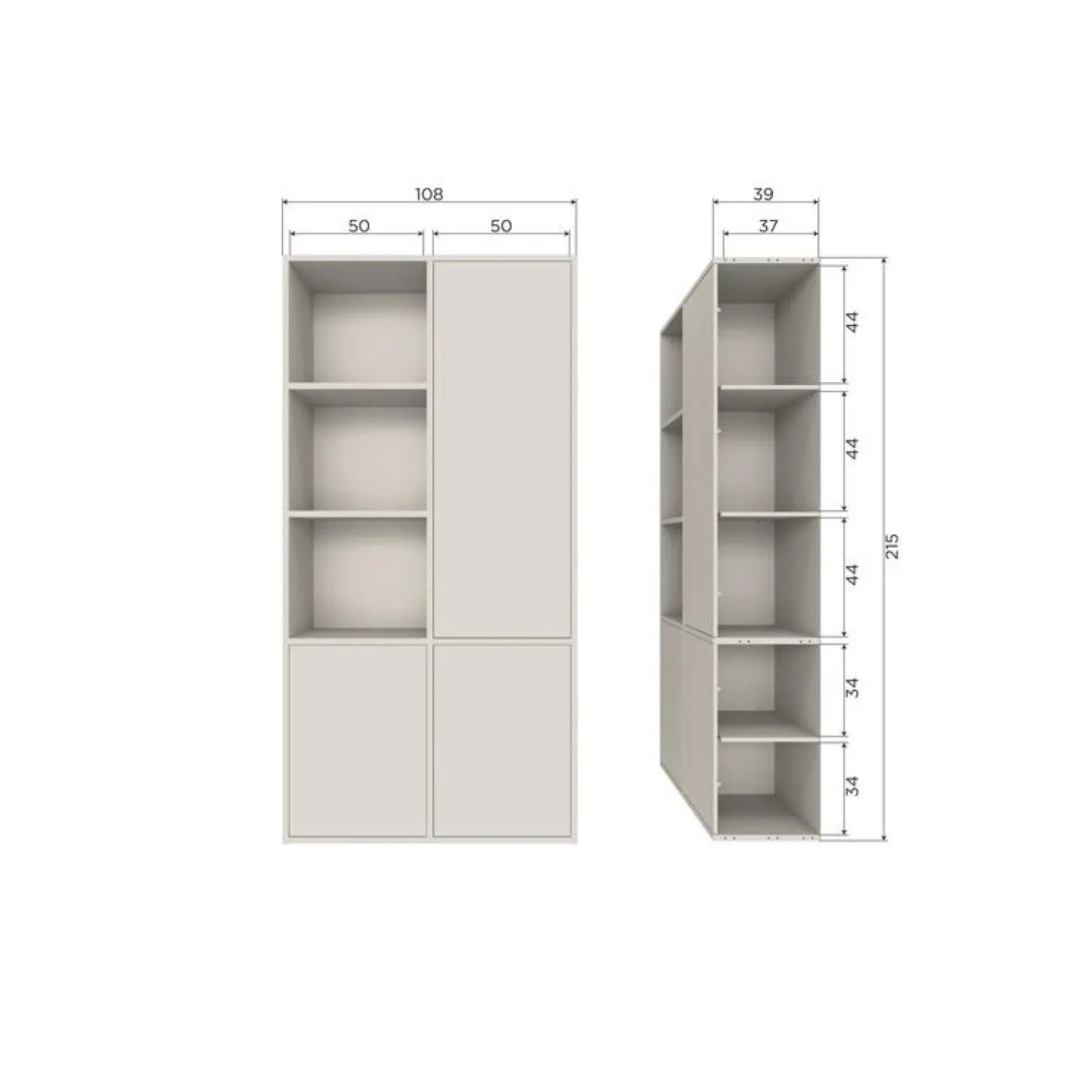 WOOOD Wandkasten|Industriele Kasten|Meggy Wandkast rechts grenen dust 108 cm