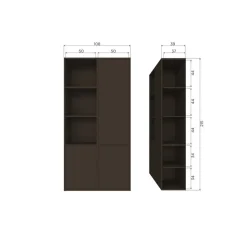 WOOOD Wandkasten|Industriele Kasten|Meggy Wandkast Rechts Grenen Middenbruin 108cm