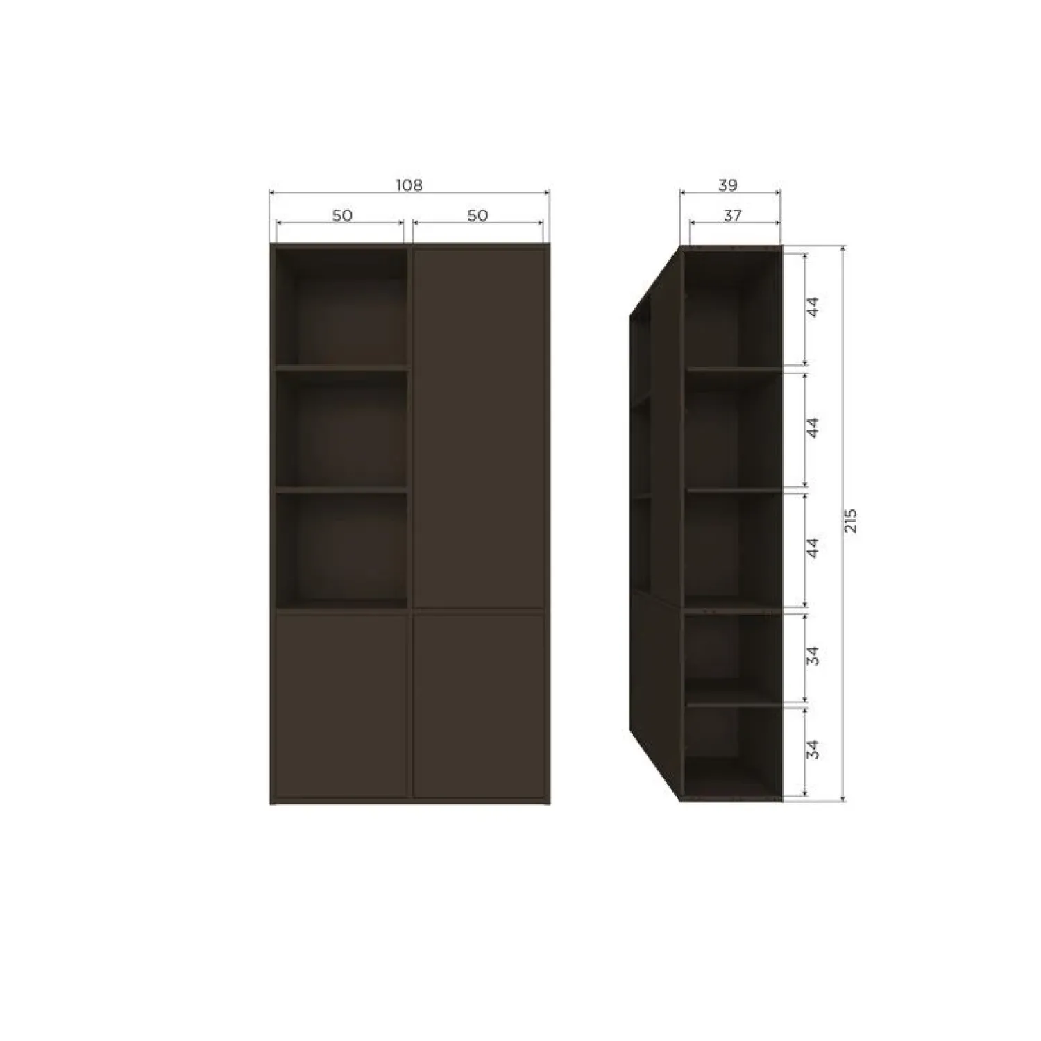 WOOOD Wandkasten|Industriele Kasten|Meggy Wandkast Rechts Grenen Middenbruin 108cm