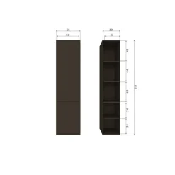 WOOOD Wandkasten|Industriele Kasten|Meggy Wandkast Smal Grenen Middenbruin 55cm