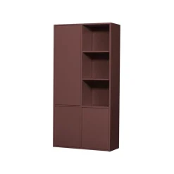 WOOOD Wandkasten|Industriele Kasten|Merel Opbergkast Dennenhout Bordeauxrood 100cm