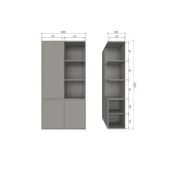 WOOOD Wandkasten|Industriele Kasten|Merel Opbergkast Dennenhout Warmgrijs 100cm