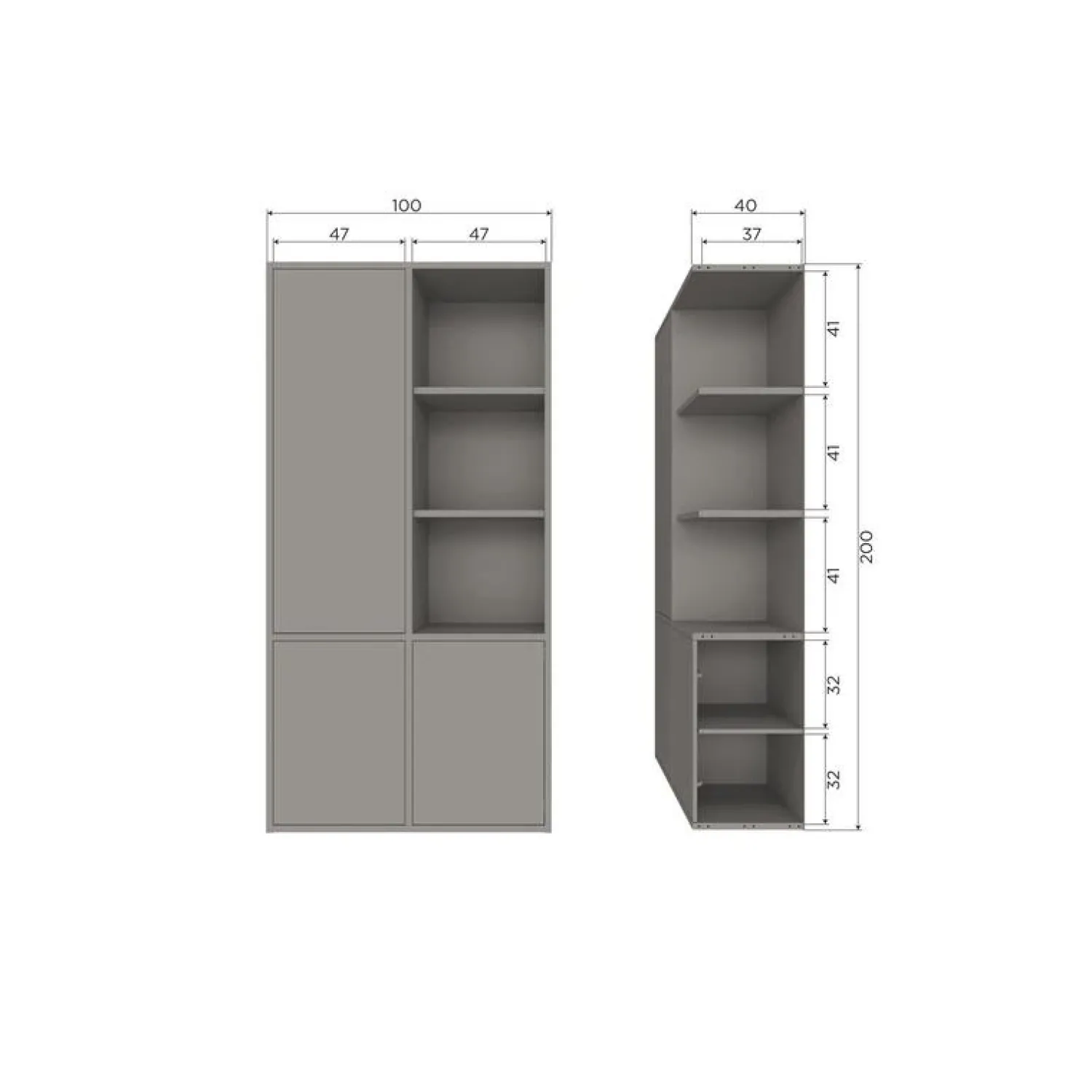 WOOOD Wandkasten|Industriele Kasten|Merel Opbergkast Dennenhout Warmgrijs 100cm