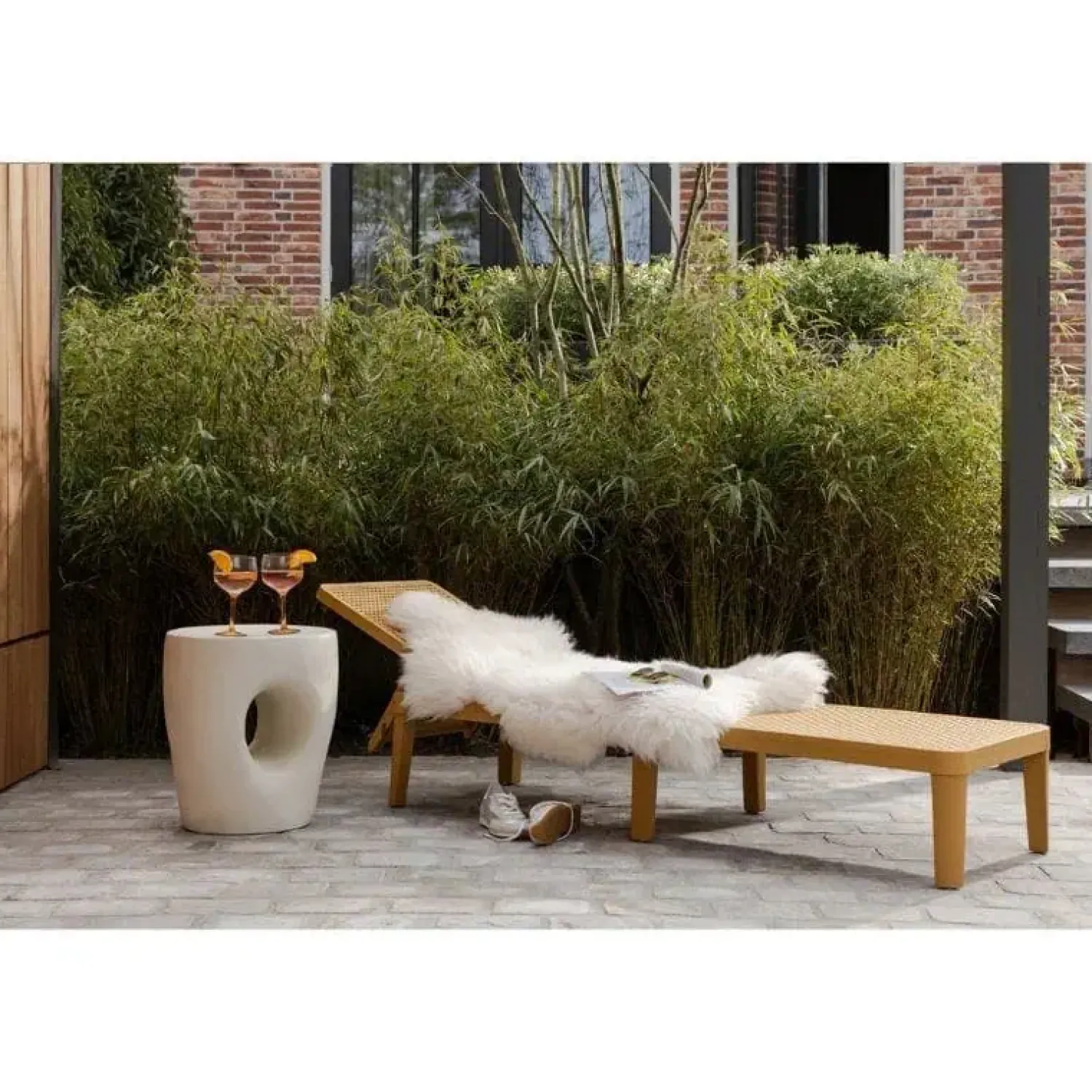 WOOOD Tuintafels|Mica Tuin Bijzettafel Vezelversterkte Polymeer Naturel 40cm