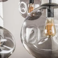Kalfort Hanglampen|Glazen Hanglamp|Mika 6-lichts Hanglamp Smoke