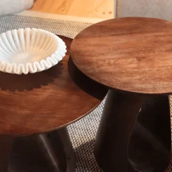 Mysons Bijzettafels|Mike Bijzettafel rond Walnoot 50cm