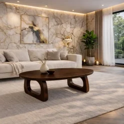 Vane Living Salontafels|Mike Salontafel ovaal Walnoot mangohout 130cm