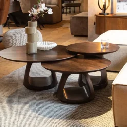 Mysons Salontafels|Mike Salontafel rond Walnoot Medium 70cm