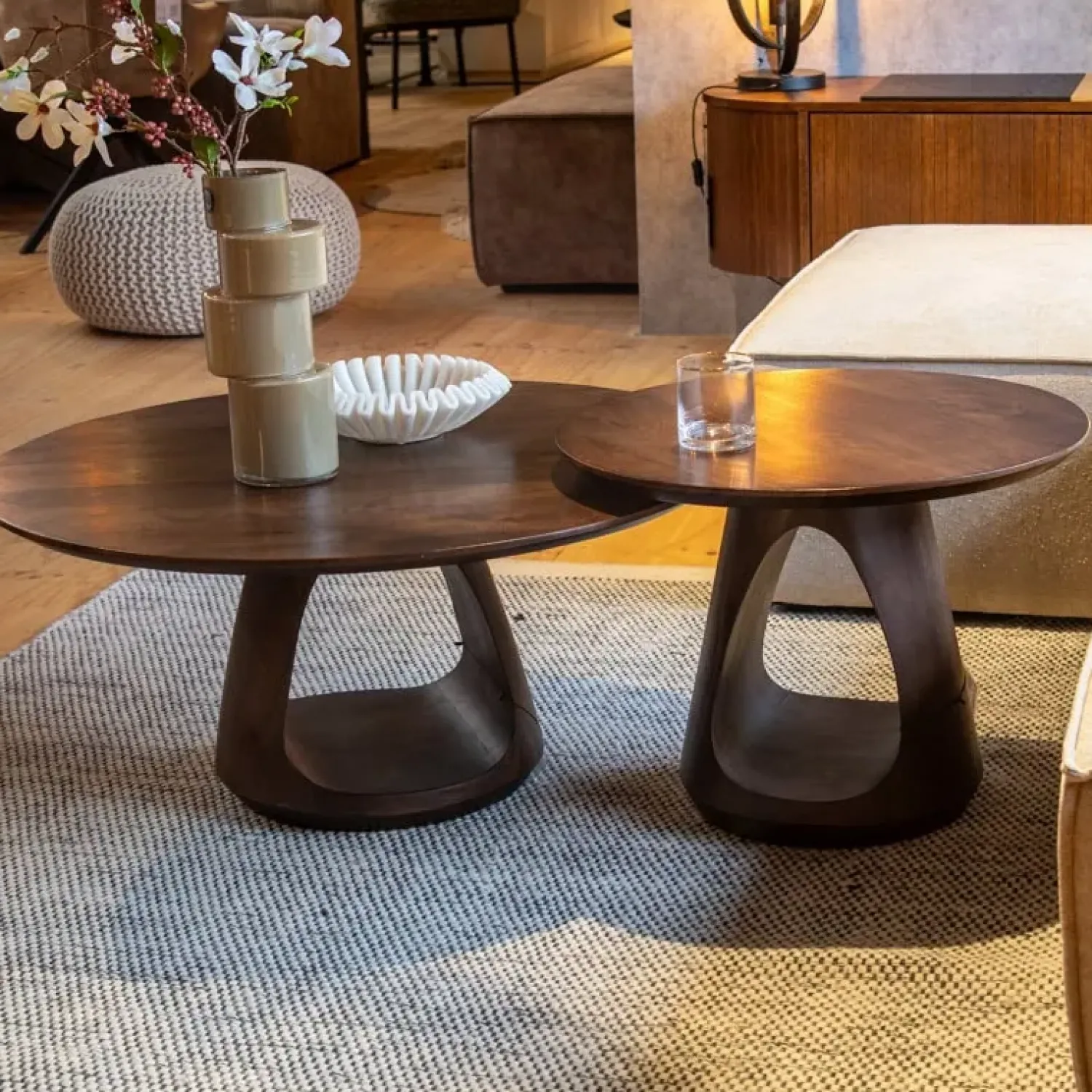 Mysons Salontafels|Mike Salontafel set van 2 large & small Walnoot