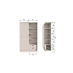 WOOOD Wandkasten|Industriele Kasten|Mila Schuifdeurkast Dennenhout Dust 120cm