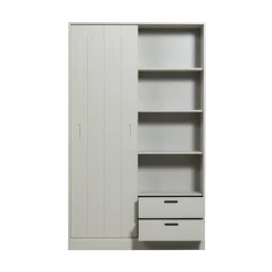 WOOOD Wandkasten|Industriele Kasten|Mila Schuifdeurkast Dennenhout Dust 120cm