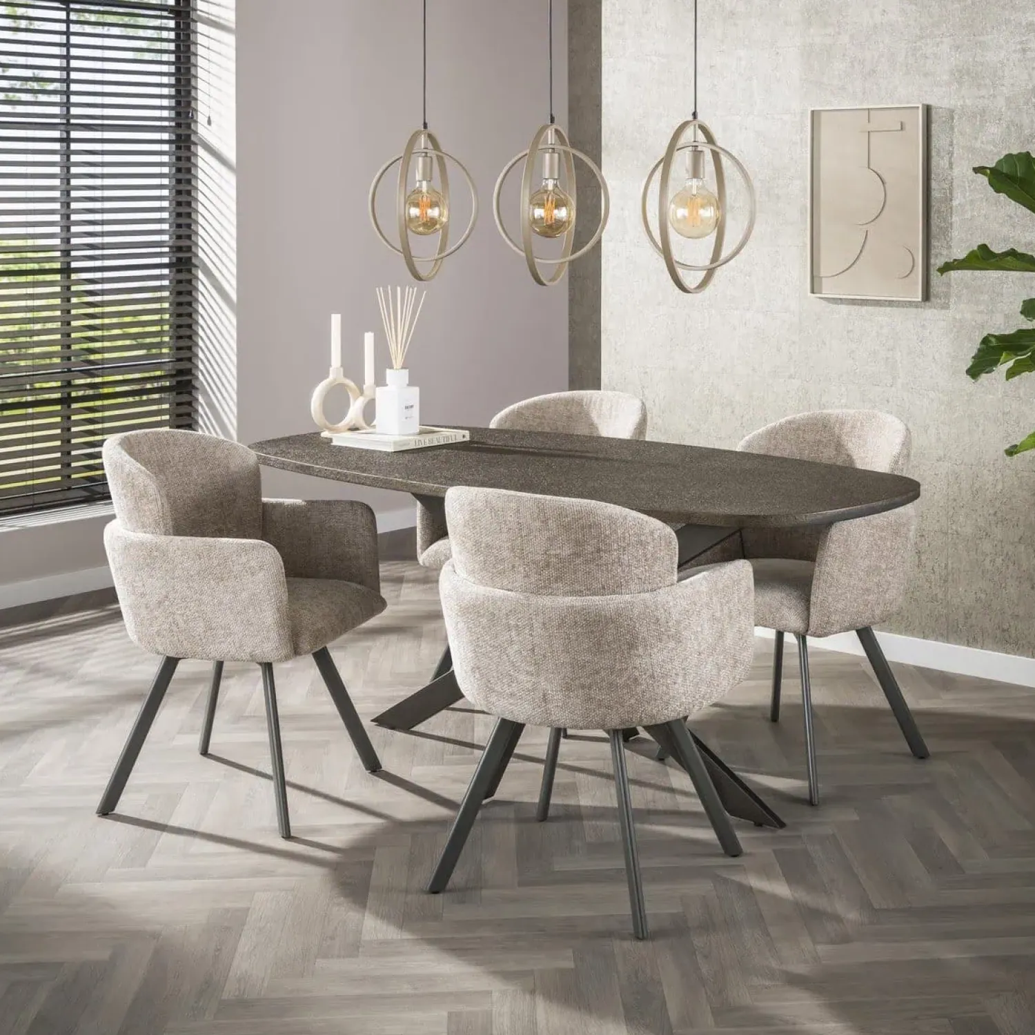Kalfort Eettafels|Miles Eettafel deens ovaal Brons 180cm