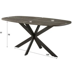 Kalfort Eettafels|Miles Eettafel deens ovaal Brons 180cm