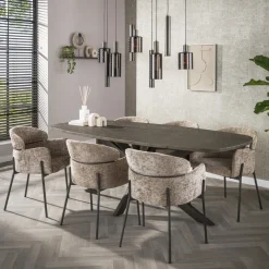 Kalfort Eettafels|Miles Eettafel deens ovaal Brons 215cm