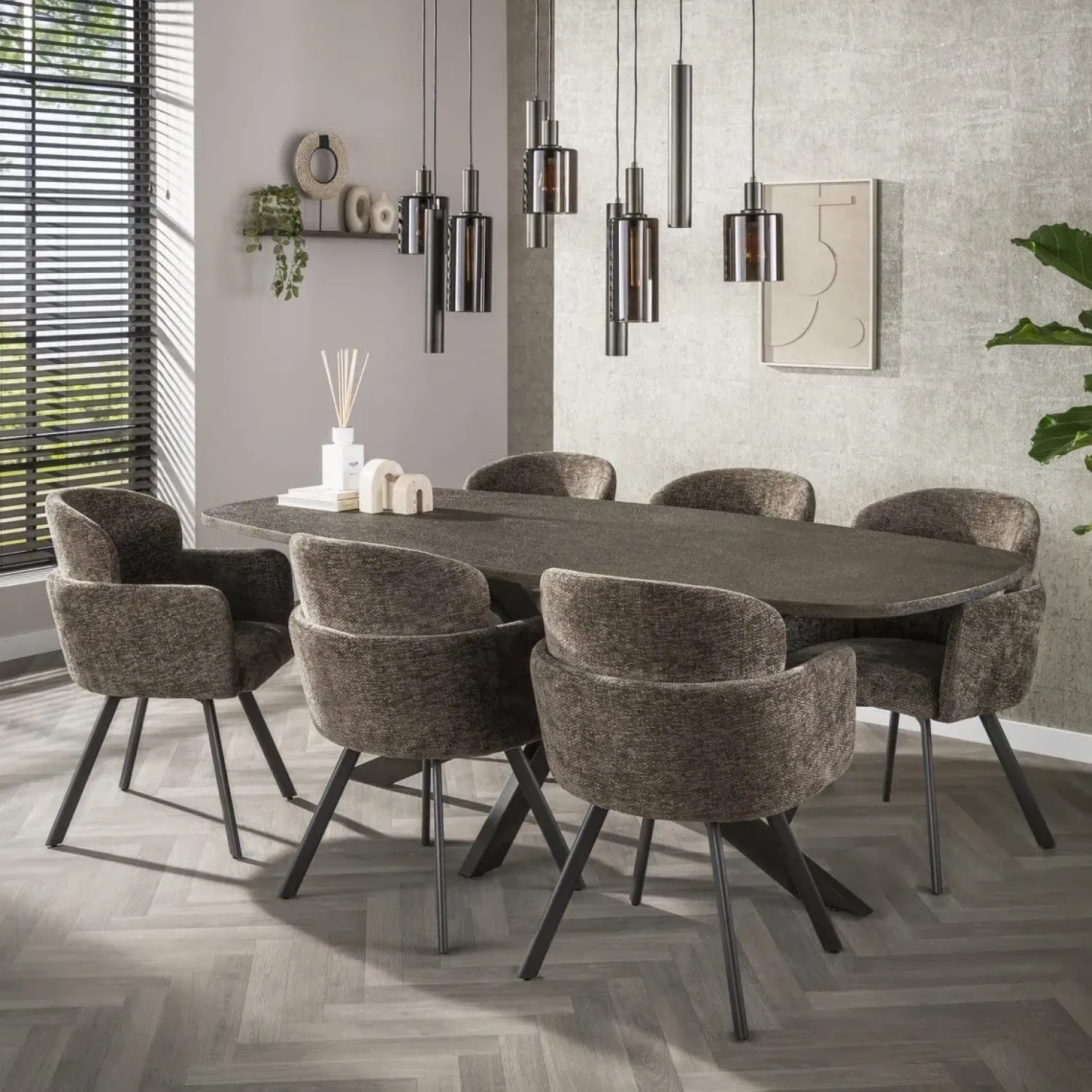 Kalfort Eettafels|Miles Eettafel deens ovaal Brons 215cm