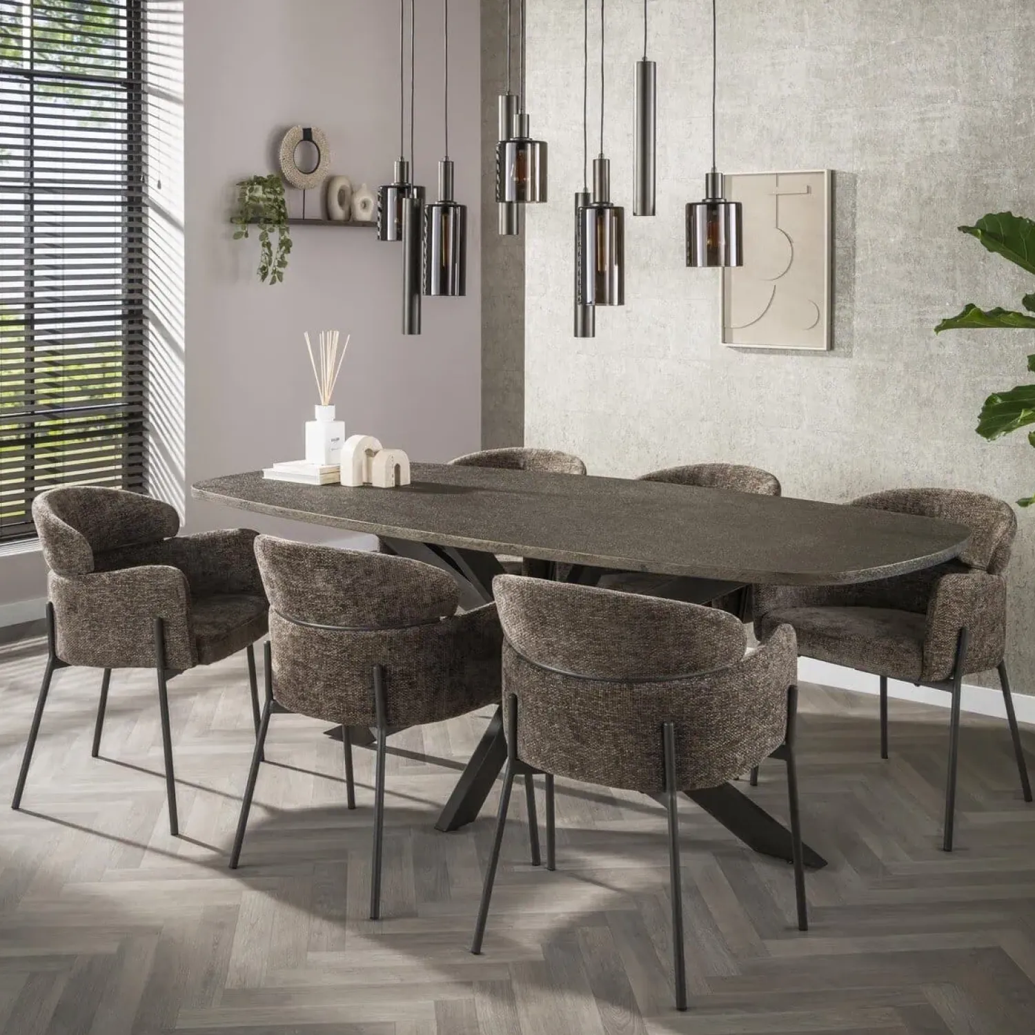Kalfort Eettafels|Miles Eettafel deens ovaal Brons 215cm