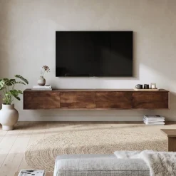 Vane Living Industriele Kasten|Tv Meubels|Milo Zwevend Tv meubel walnoot 200cm