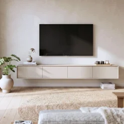 Vane Living Industriele Kasten|Tv Meubels|Milo Zwevend Tv meubel zand 240cm