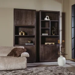 Tower living Boekenkasten|Industriele Kasten|Mincio Vakkenkast bruin eikenfineer 90cm
