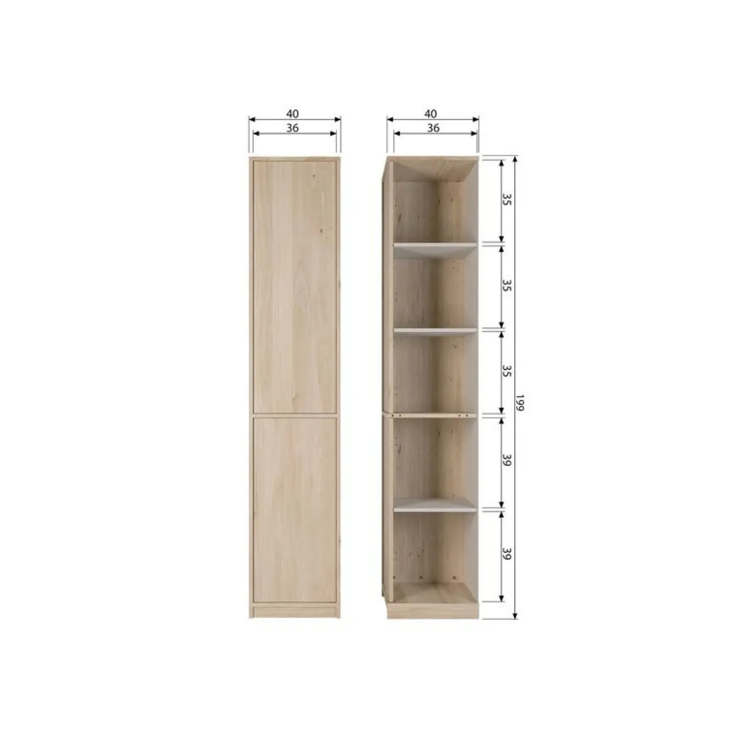 vtwonen Wandkasten|Industriele Kasten|Modulair Bovenkast Eiken Naturel Mat 40cm