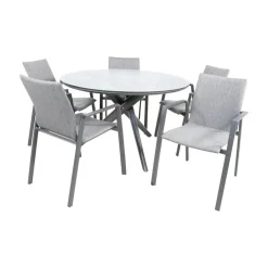 Lesli Living Tuintafels|Mojito Tuintafel Rond keramisch zwart 120cm