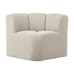 WOOOD Eetkamerbanken|Eetkamerbanken|Mojo Eetkamerbank Hoek Met Rugleuning Bouclé Beige Melange