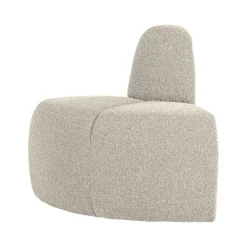 WOOOD Eetkamerbanken|Eetkamerbanken|Mojo Eetkamerbank Hoek Rond Rugleuning Bouclé Beige melange