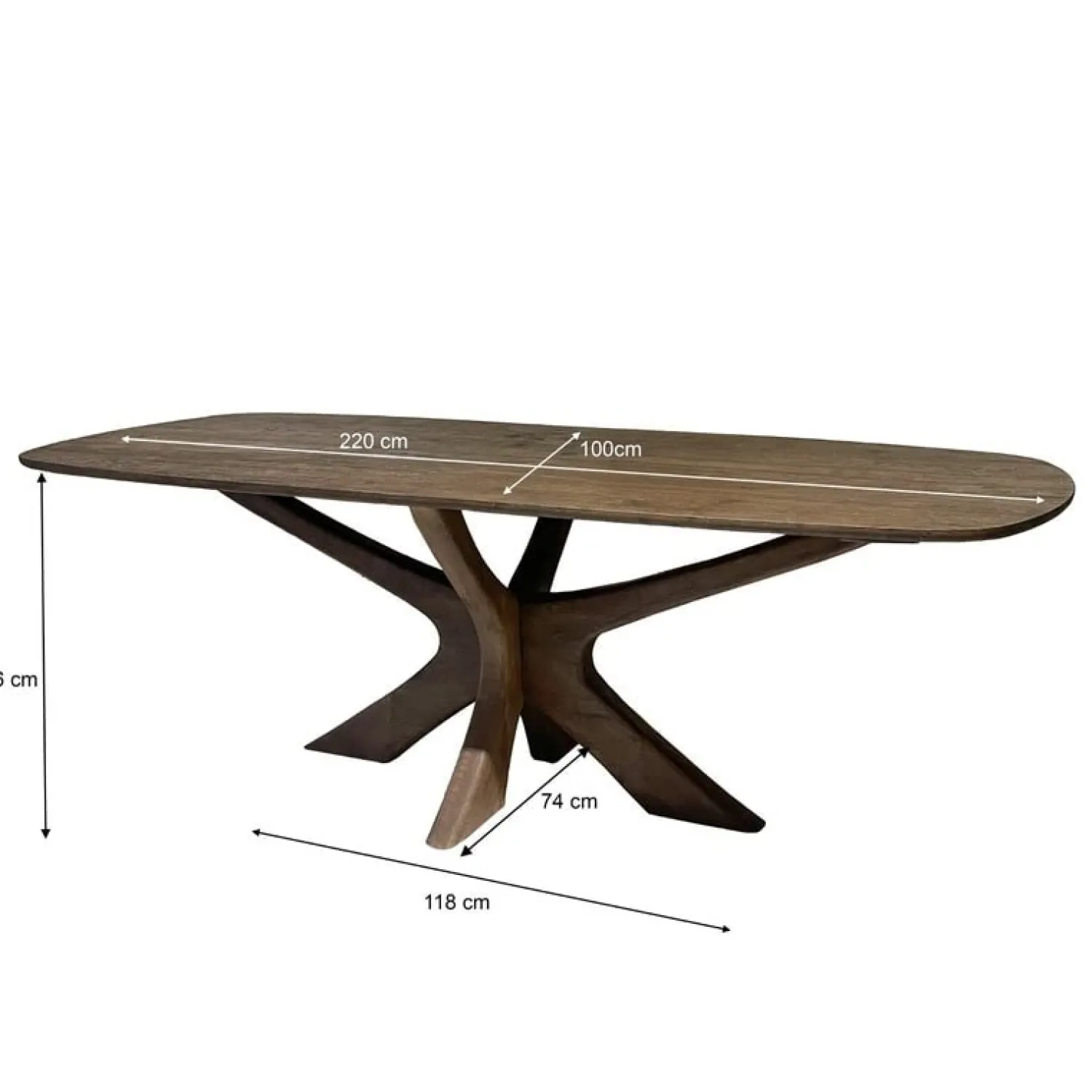 Livingfurn Eettafels|Montreaux Eettafel Bruin Deens ovaal 220cm