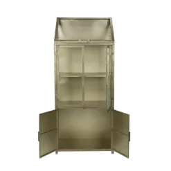 Dutchbone Vitrinekasten|Industriele Kasten|Monviso Vitrinekast Messing 64cm