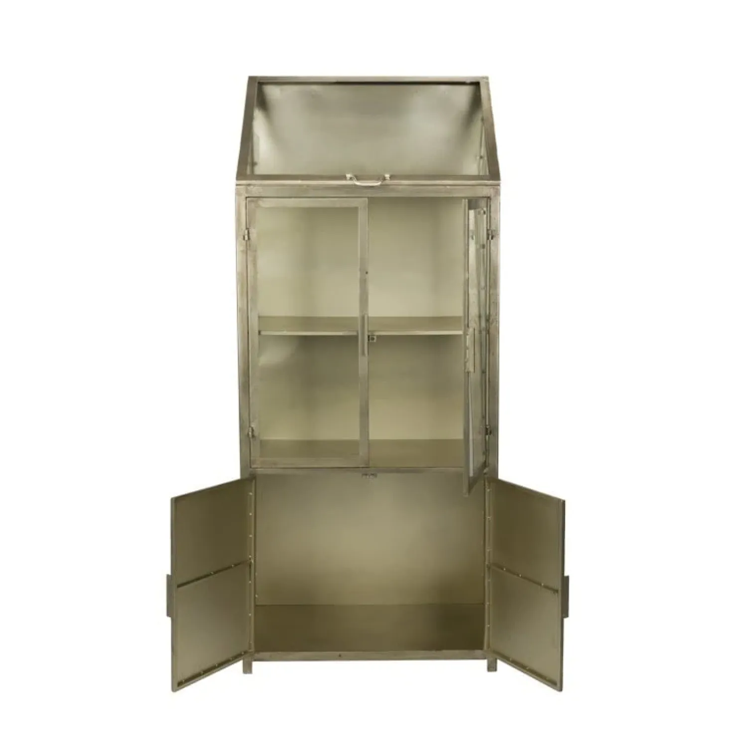 Dutchbone Vitrinekasten|Industriele Kasten|Monviso Vitrinekast Messing 64cm