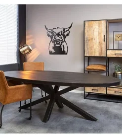 Furndea Eettafels|Morada eettafel industrieel ovaal mangohout zwart 180cm