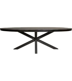 Furndea Eettafels|Morada eettafel industrieel ovaal mangohout zwart 180cm
