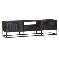 Furndea Industriele Kasten|Tv Meubels|Morada tv meubel industrieel mangohout zwart 145cm