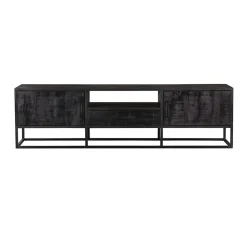 Furndea Industriele Kasten|Tv Meubels|Morada tv meubel industrieel mangohout zwart 145cm